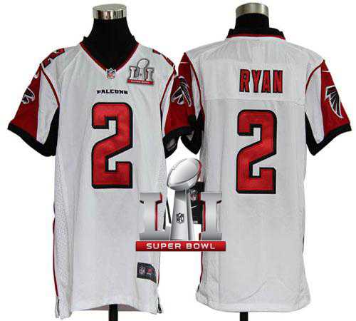 Youth Nike Atlanta Falcons #2 Matt Ryan White Super Bowl LI 51 Stitched NFL Elite Jersey