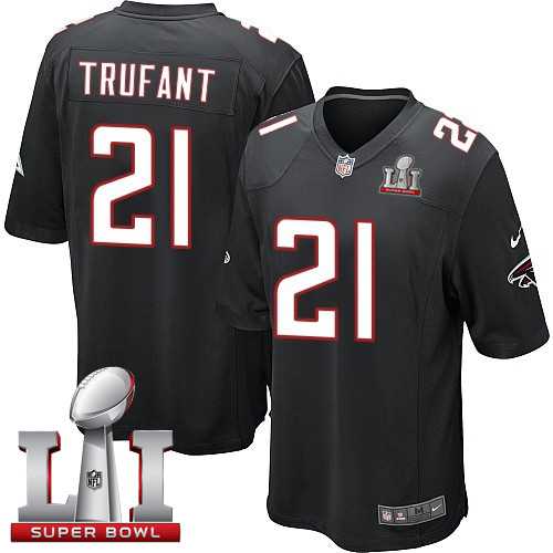 Youth Nike Atlanta Falcons #21 Desmond Trufant Black Alternate Super Bowl LI 51 Stitched NFL Elite Jersey