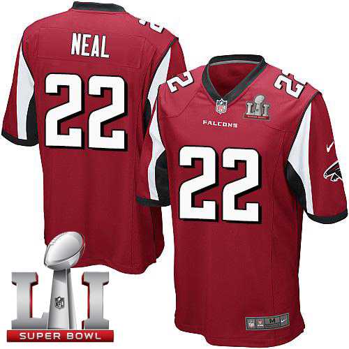 Youth Nike Atlanta Falcons #22 Keanu Neal Red Team Color Super Bowl LI 51 Stitched NFL Elite Jersey