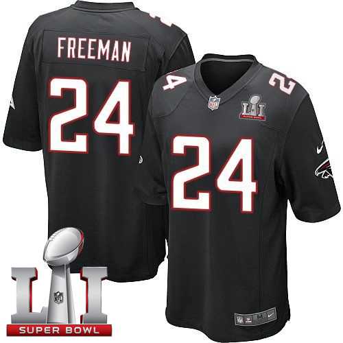 Youth Nike Atlanta Falcons #24 Devonta Freeman Black Alternate Super Bowl LI 51 Stitched NFL Elite Jersey