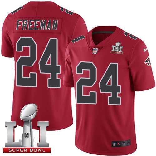 Youth Nike Atlanta Falcons #24 Devonta Freeman Red Super Bowl LI 51 Stitched NFL Limited Rush Jersey