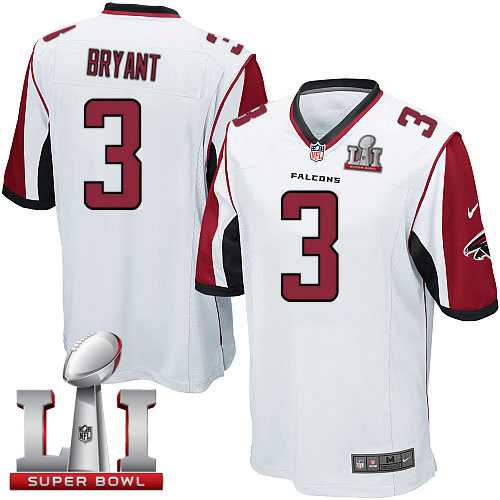 Youth Nike Atlanta Falcons #3 Matt Bryant White Super Bowl LI 51 Stitched NFL Elite Jersey