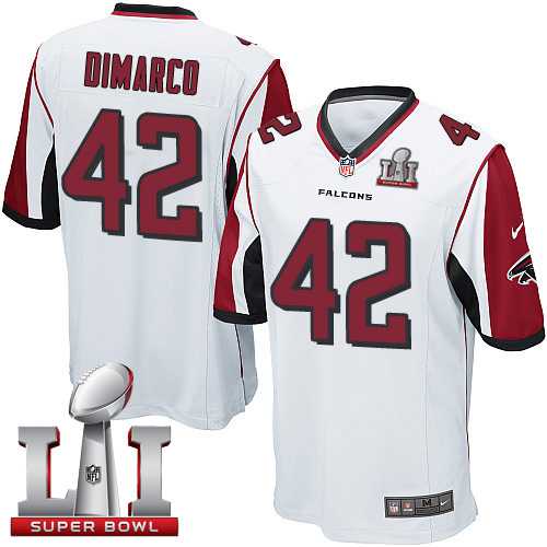 Youth Nike Atlanta Falcons #42 Patrick DiMarco White Super Bowl LI 51 Stitched NFL Elite Jersey