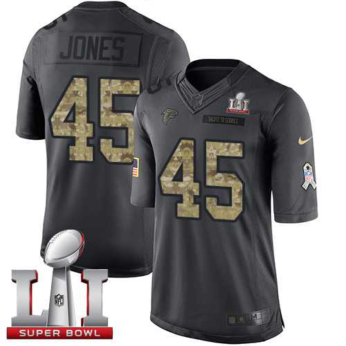 Youth Nike Atlanta Falcons #45 Deion Jones Black Super Bowl LI 51 Stitched NFL Limited 2016 Salute to Service Jersey