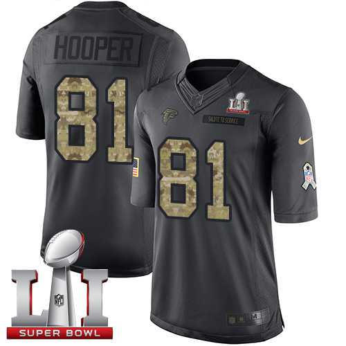 Youth Nike Atlanta Falcons #81 Austin Hooper Black Super Bowl LI 51 Stitched NFL Limited 2016 Salute to Service Jersey