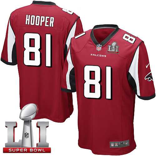Youth Nike Atlanta Falcons #81 Austin Hooper Red Team Color Super Bowl LI 51 Stitched NFL Elite Jersey