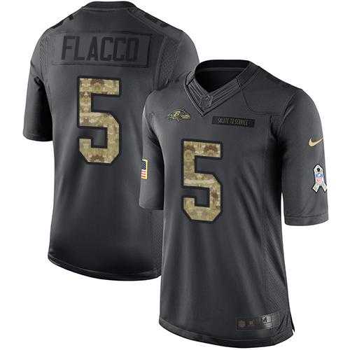 Youth Nike Baltimore Ravens #5 Joe Flacco Anthracite Stitched NFL Limited 2016 Salute to Service Jersey