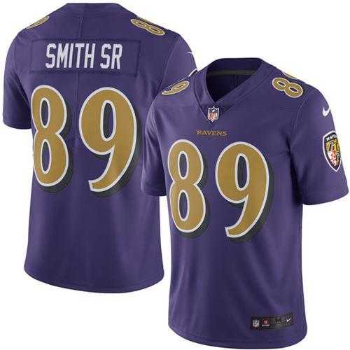 Youth Nike Baltimore Ravens #89 Steve Smith Sr Purple Stitched NFL Limited Rush Jersey