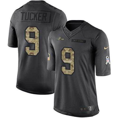 Youth Nike Baltimore Ravens #9 Justin Tucker Anthracite Stitched NFL Limited 2016 Salute to Service Jersey