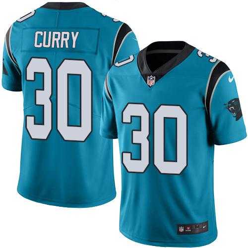 Youth Nike Carolina Panthers #30 Stephen Curry Blue Stitched NFL Limited Rush Jersey