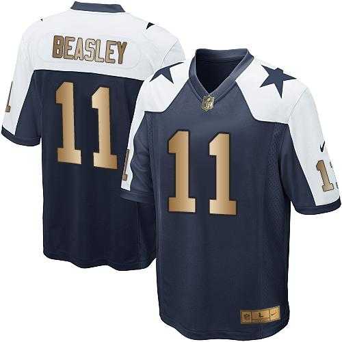 Youth Nike Dallas Cowboys #11 Cole Beasley Navy Blue Thanksgiving Throwback Stitched NFL Elite Gold Jersey
