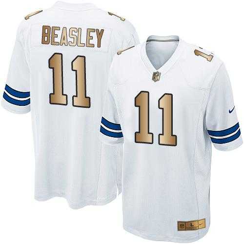 Youth Nike Dallas Cowboys #11 Cole Beasley White Stitched NFL Elite Gold Jersey