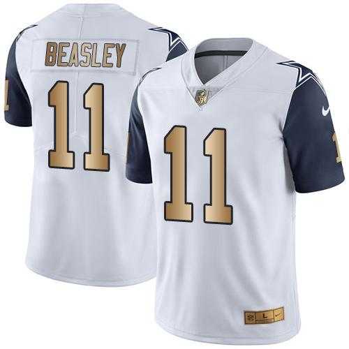Youth Nike Dallas Cowboys #11 Cole Beasley White Stitched NFL Limited Gold Rush Jersey