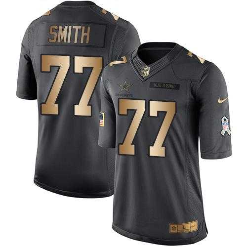 Youth Nike Dallas Cowboys #77 Tyron Smith Black Stitched NFL Limited Gold Salute to Service Jersey