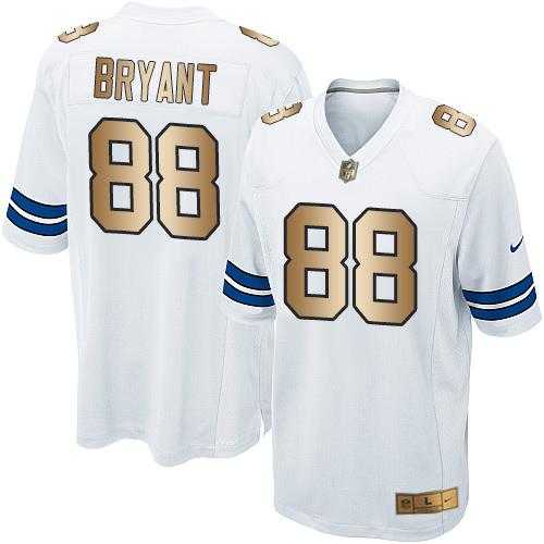 Youth Nike Dallas Cowboys #88 Dez Bryant White Stitched NFL Elite Gold Jersey