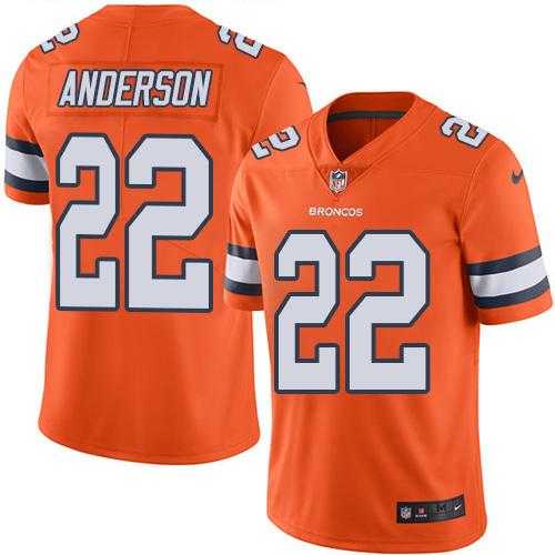 Youth Nike Denver Broncos #22 C.J. Anderson Orange Stitched NFL Limited Rush Jersey