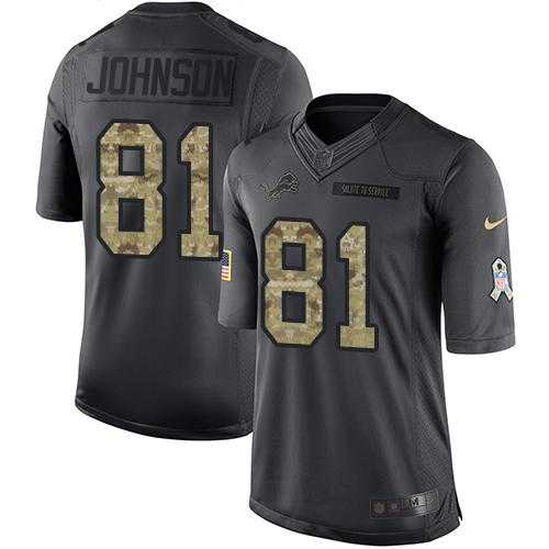 Youth Nike Detroit Lions #81 Calvin Johnson Anthracite Stitched NFL Limited 2016 Salute to Service Jersey