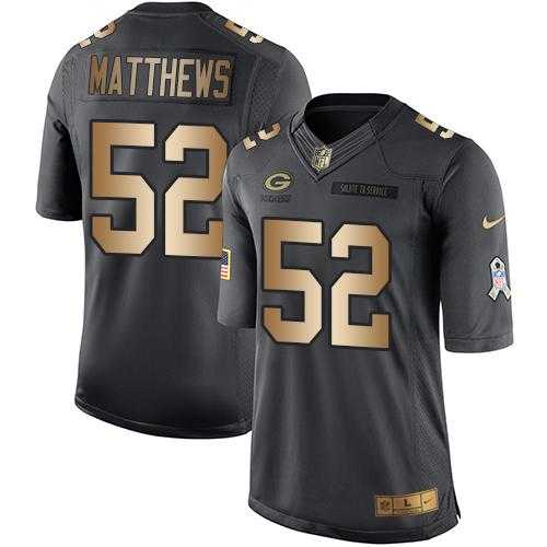 Youth Nike Green Bay Packers #52 Clay Matthews Anthracite Stitched NFL Limited Gold Salute to Service Jersey