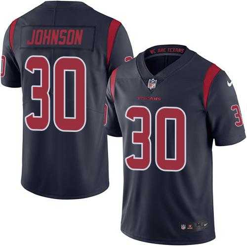 Youth Nike Houston Texans #30 Kevin Johnson Navy Blue Stitched NFL Limited Rush Jersey