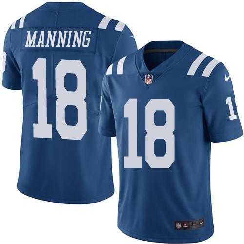 Youth Nike Indianapolis Colts #18 Peyton Manning Royal Blue Stitched NFL Limited Rush Jersey