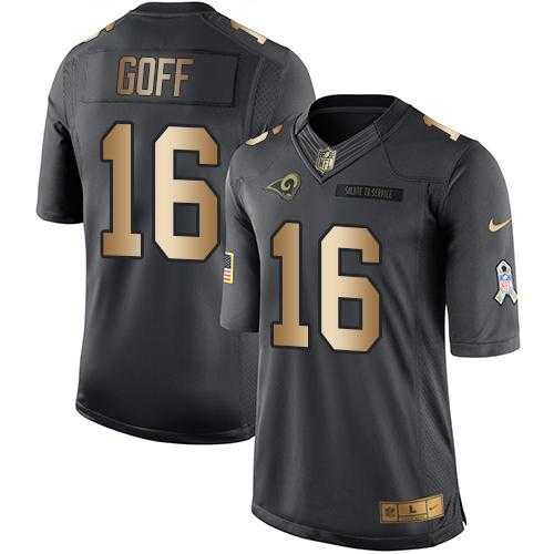 Youth Nike Los Angeles Rams #16 Jared Goff Anthracite Stitched NFL Limited Gold Salute to Service Jersey