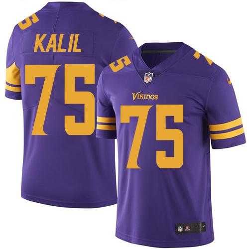 Youth Nike Minnesota Vikings #75 Matt Kalil Purple Stitched NFL Limited Rush Jersey