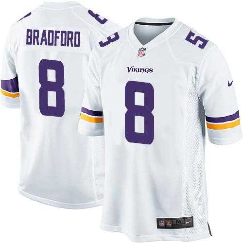 Youth Nike Minnesota Vikings #8 Sam Bradford White Stitched NFL Elite Jersey