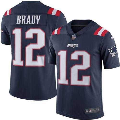 Youth Nike New England Patriots #12 Tom Brady Navy Blue Stitched NFL Limited Rush Jersey