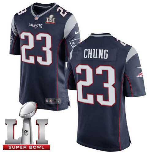 Youth Nike New England Patriots #23 Patrick Chung Navy Blue Team Color Super Bowl LI 51 Stitched NFL New Elite Jersey