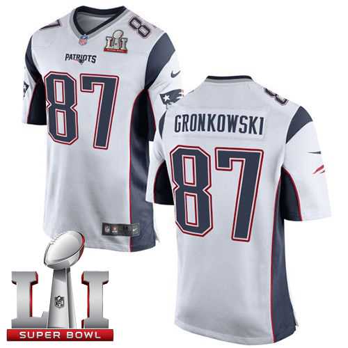 Youth Nike New England Patriots #87 Rob Gronkowski White Super Bowl LI 51 Stitched NFL New Elite Jersey