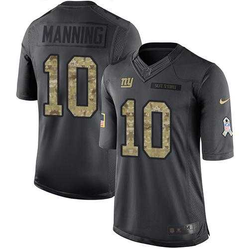 Youth Nike New York Giants #10 Eli Manning Anthracite Stitched NFL Limited 2016 Salute to Service Jersey