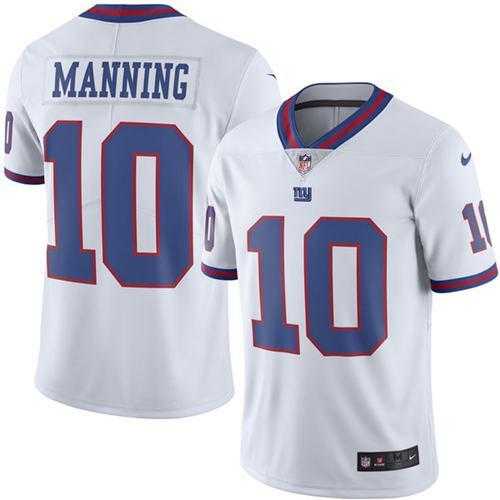 Youth Nike New York Giants #10 Eli Manning White Stitched NFL Limited Rush Jersey