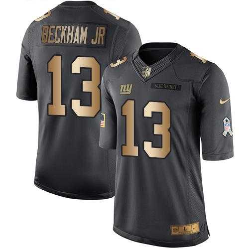 Youth Nike New York Giants #13 Odell Beckham Jr Anthracite Stitched NFL Limited Gold Salute to Service Jersey