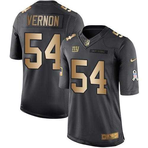 Youth Nike New York Giants #54 Olivier Vernon Black Stitched NFL Limited Gold Salute to Service Jersey