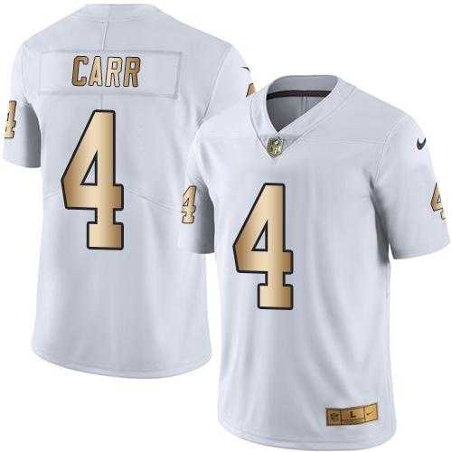 Youth Nike Oakland Raiders #4 Derek Carr White Stitched NFL Limited Gold Rush Jersey