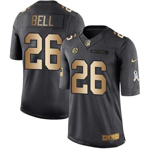 Youth Nike Pittsburgh Steelers #26 Le'Veon Bell Black Stitched NFL Limited Gold Salute to Service Jersey
