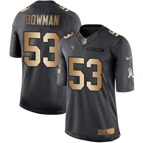 Youth Nike San Francisco 49ers #53 NaVorro Bowman Anthracite Stitched NFL Limited Gold Salute to Service Jersey