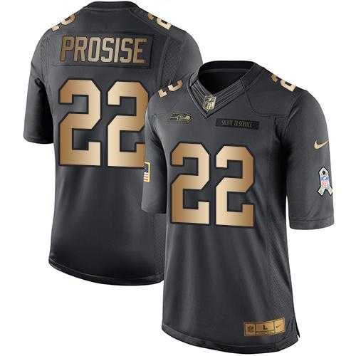 Youth Nike Seattle Seahawks #22 C. J. Prosise Black Stitched NFL Limited Gold Salute to Service Jersey