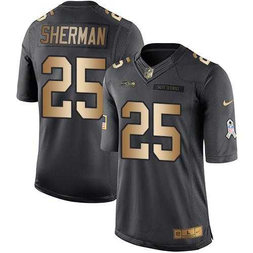 Youth Nike Seattle Seahawks #25 Richard Sherman Anthracite Stitched NFL Limited Gold Salute to Service Jersey