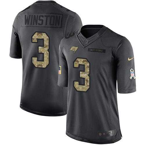Youth Nike Tampa Bay Buccaneers #3 Jameis Winston Anthracite Stitched NFL Limited 2016 Salute to Service Jersey