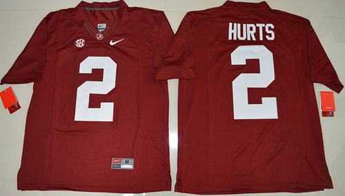 Alabama Crimson Tide #2 Jalen Hurts Red Limited Stitched NCAA Jersey