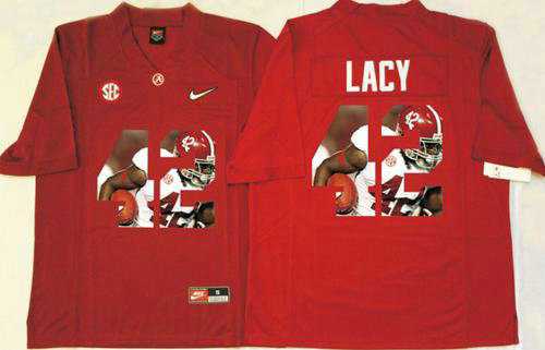 Alabama Crimson Tide #42 Eddie Lacy Red Player Fashion Stitched NCAA Jersey