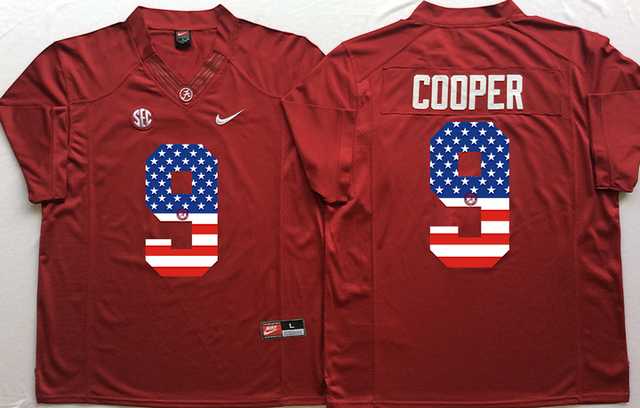 Alabama Crimson Tide #9 Amari Cooper Red USA Flag College Jersey