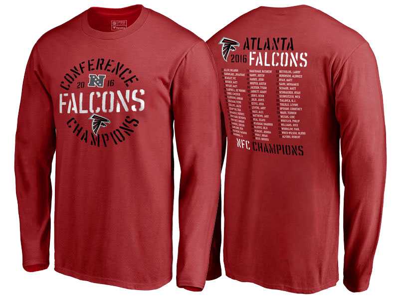 Atlanta Falcons Red 2016 NFC Conference Champions Roster Long Sleeve T-Shirt