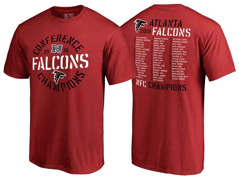 Atlanta Falcons Red 2016 NFC Conference Champions Roster T-Shirt