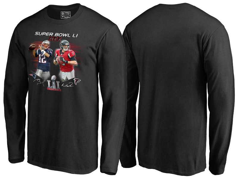 Atlanta Falcons vs. New England Patriots Black Super Bowl LI Dueling Player Matchup T-Shirt