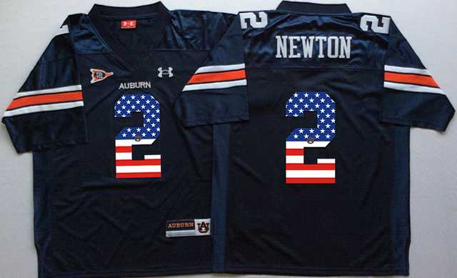 Auburn Tigers #2 Cam Newton Navy USA Flag College Jersey