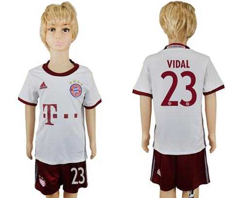 Bayern Munchen #23 Vidal SEC Away Kid Soccer Club Jersey