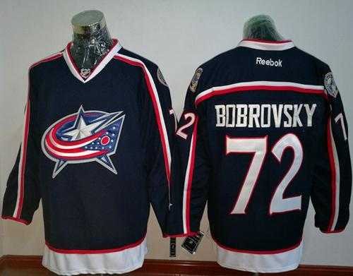 Columbus Blue Jackets #72 Sergei Bobrovsky Navy Blue Home Stitched NHL Jersey