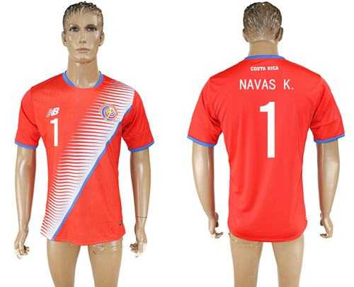 Costa Rica #1 Navas K. Home Soccer Country Jersey